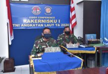 Lantamal IV Tanjungpinang Ikuti Pembukaan Rakernisku I TNI AL Melalui Vicon
