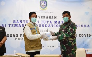 Alhamdulillah, Kepri dapat Bantuan Sejuta Masker dari Singapura