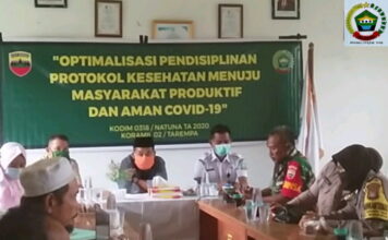Koramil 02/Tarempa Gelar Seminar Optimalisasi Disiplin Protokol Kesehatan Menuju Masyarakat Produktif dan Aman Dari Covid -19