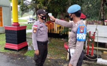 Cegah Penyebaran Covid-19, Polres Natuna Lakukan Pendisiplinan Internal Personil