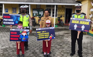 Satlantas Polres Natuna Sosialisasi Adaptasi Kebiasaan Baru di SDN 001 Ranai