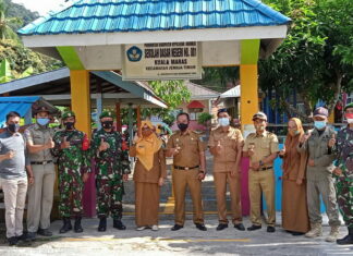 Koramil 04/Letung Bersama Tim Gugus Tugas Covid-19 Cek Kesiapan Protokol Kesehatan di Sekolah Dasar