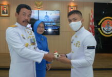 Danlantamal IV Ikuti Upacara HUT TNI AL Ke -75 Melalui Virtual