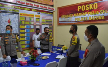 Kapolres Natuna Dampingi Irwasda Polda Kepri Lakukan Pengawasn Operasi Mantap Praja Seligi 2020