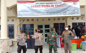Puluhan Personil Gabungan Amankan Debat Publik Tahap I Pilkada Lingga