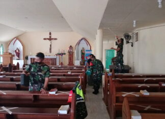 Peringati Hari Juang Kartika ke-75, Koramil 02/Tarempa Gelar Bhakti Sosial dan Karya Bhakti di Gereja Khatolik Bintang Laut