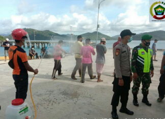 Koramil 04/Letung Bersama Tim Satgas Covid-19 Tingkatkan Pengawasan Prokes di Pintu Masuk Pelabuhan