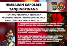 Himbauan Kapolres Tanjungpinang Dalam Perayaan Natal 2020 dan Tahun Baru 2021