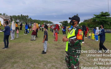 Babinsa Koramil 08/Pulau Laut Gelar Senam Sehat Bersama Warga