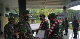 Dandim 0315/Bintan Sambut Kepulangan Dua Anggota Purna Tugas Satgas Penebalan Apter di Kodam XVII Cendrawasih Papua