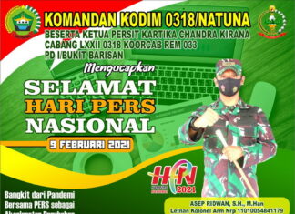 Dandim 0318/Natuna Mengucapkan Selamat Hari Pers Nasional Tahun 2021