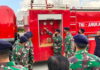 Prajurit Lanal Ranai Gelar Simulasi Pemadam Kebakaran