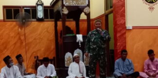 Satgas TMMD Isi Ceramah Peringatan Isra Mi’raj Nabi Muhammad SAW di Masjid Nurul Jihat Cemaga Selatan