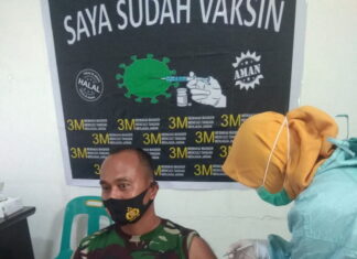 Prajurit Lanud Mus Datangi Puskesmas Cot Ba’u Untuk Vaksinasi Covid-19 Perdana