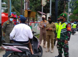 Anggota Koramil 02/Tarempa Ikut Operasi Yustisi Gabungan Penerapan Prokes