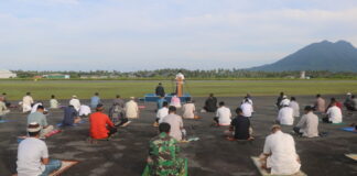 Lanud RSA Laksanakan Sholat Idul Adha dengan Prokes Ketat