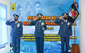 Danlanud RSA Ikuti Upacara Hari Bakti TNI AU ke 74 Secara Virtual