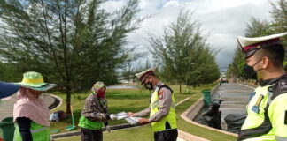 Satlantas Polres Natuna Sosialisasi Tertib Lalu Lintas dan Himbauan Prokes