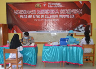 Polres Tulang Bawang Gelar Vaksinasi Merdeka Serentak Kepada Pelajar