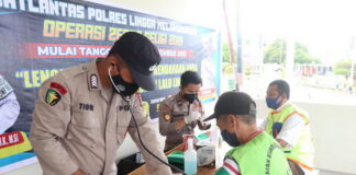 Operasi Zebra Seligi 2021, Satlantas Polres Lingga Gelar Pemeriksaan Kesehatan Gratis Kepada Tukang Ojek