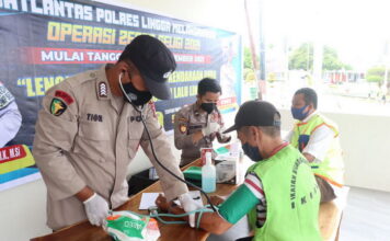 Operasi Zebra Seligi 2021, Satlantas Polres Lingga Gelar Pemeriksaan Kesehatan Gratis Kepada Tukang Ojek