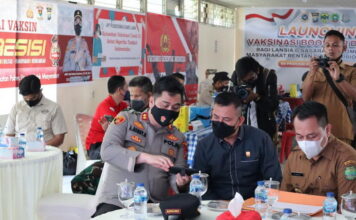 Kapolres Lingga Ikuti Vidcon Dalam Rangka Peninjauan Vaksinasi Booster oleh Presiden RI Joko Widodo di Provinsi Kepri