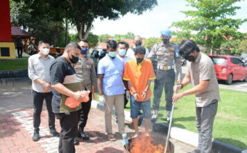 Ditresnarkoba Polda Kepri Musnahkan Barang Bukti Narkotika Jenis Ganja
