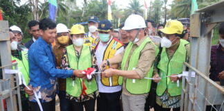 Wabup Natuna Bersama Anggota DPR RI Resmikan Jembatan Gantung Segeram