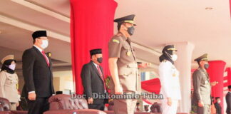 Winarti Hadiri Upacara Peringatan HUT Kabupaten Tulang Bawang Ke-25