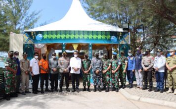 Kapolres Gandeng Bupati dan Forkompinda Cek Kesiapan Pos Terpadu Lebaran Tahun 2022 Polres Natuna