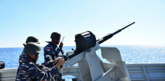 Uji Kemampuan Menembak, Lanal Ranai Latihan Bersama Satgas Kompi Komposit Marinir Setengar