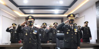 Personil Polres Lingga Ikuti Upacara Peringatan Hari Lahir Pancasila Tahun 2022 Secara Virtual