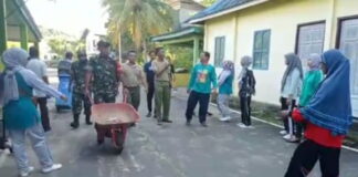 Koramil 07/Palmatak Gelar Senam Bersama dan Goro Sabtu Bersih