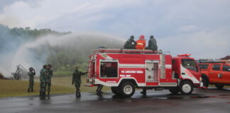 Lanud Raden Sadjad Gelar Latihan Pemadam Kebakaran