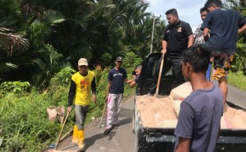 Gandeng BPD dan Kades, Perpat Lingga Goro Perbaiki Jalan Berlubang