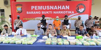 Pemusnahan Barang Bukti Narkotika Seberat 58 Kg dari Jaringan Internasional Malaysia – Indonesia