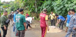 Camat Selayar Gelar Gotong Royong Perbaiki Jalan Berlubang