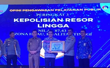 Polres Lingga Terima Penghargaan dari Ombudsman RI Penyelenggaraan Pelayanan Publik