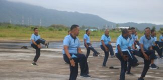Danlanud RSA Bersama Anggota Laksanakan Senam SKJ 88 dan Jalan Santai