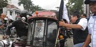 Ekspedisi Geopark Kaldera Toba SMSI Disambut Puluhan Becak BSA Siantar