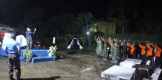 Lanud RSA Gelar Malam Ramah Tamah Latihan Survival di Objek Wisata Air Terjun Gunung Hiu