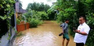 Diguyur Hujan Deras Titik Rawan Banjir di Kotabumi Tergenang Air