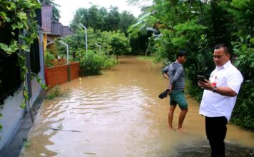 Diguyur Hujan Deras Titik Rawan Banjir di Kotabumi Tergenang Air