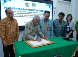 Kanwil Ditjen Perbendaharaan Provsu dengan Pemerintah Kabupaten Asahan Tandatangani Nota Kerja Sama