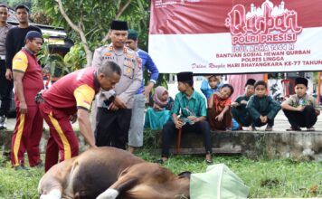 Polres Lingga Potong 4 Hewan Qurban di Hari Raya Idul Adha 1444 Hijriah