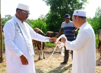 Bupati Karimun Sholat Idul Adha di Kampung Halaman, Jadi Khotib dan Serahkan Hewan Kurban