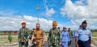 Danlanud RSA Sambut Kedatangan Dankopasgat di Natuna