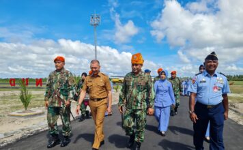 Danlanud RSA Sambut Kedatangan Dankopasgat di Natuna