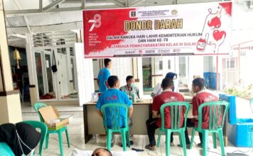 Hari Jadi Kemenkumham ke-78, WBP dan Pegawai Lapas Suliki Gelar Donor Darah