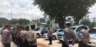 Polres Lingga Terjunkan 100 Personel Amankan Pawai Pembangunan Dalam Rangka HUT RI Ke-78